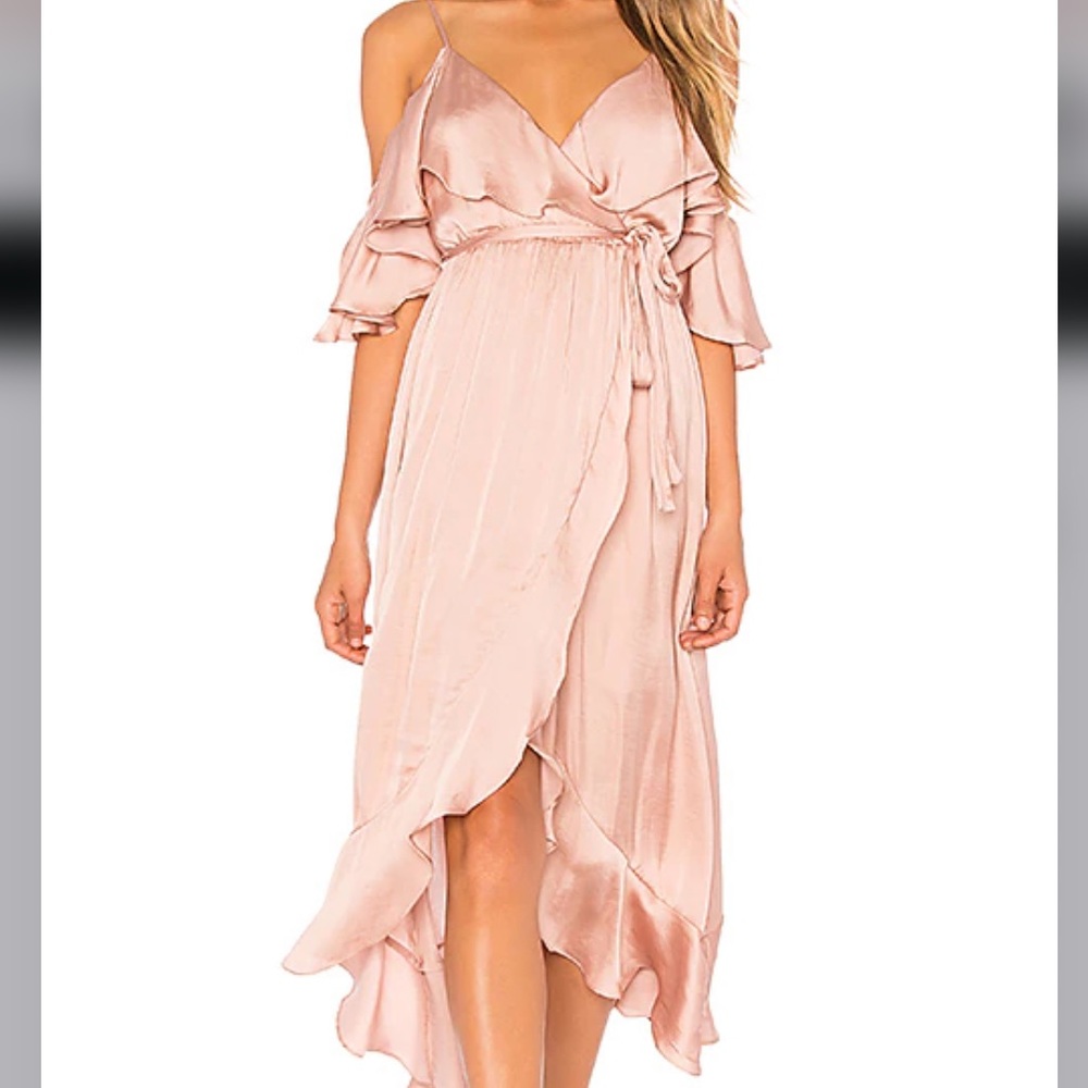 Bardot Bea Wrap Dress in Biscotti